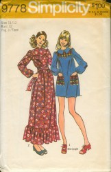 9778 71 JR LS YOKE MINI-MAXI GRANNY DRESS LENGTHS PATTERN 15/16